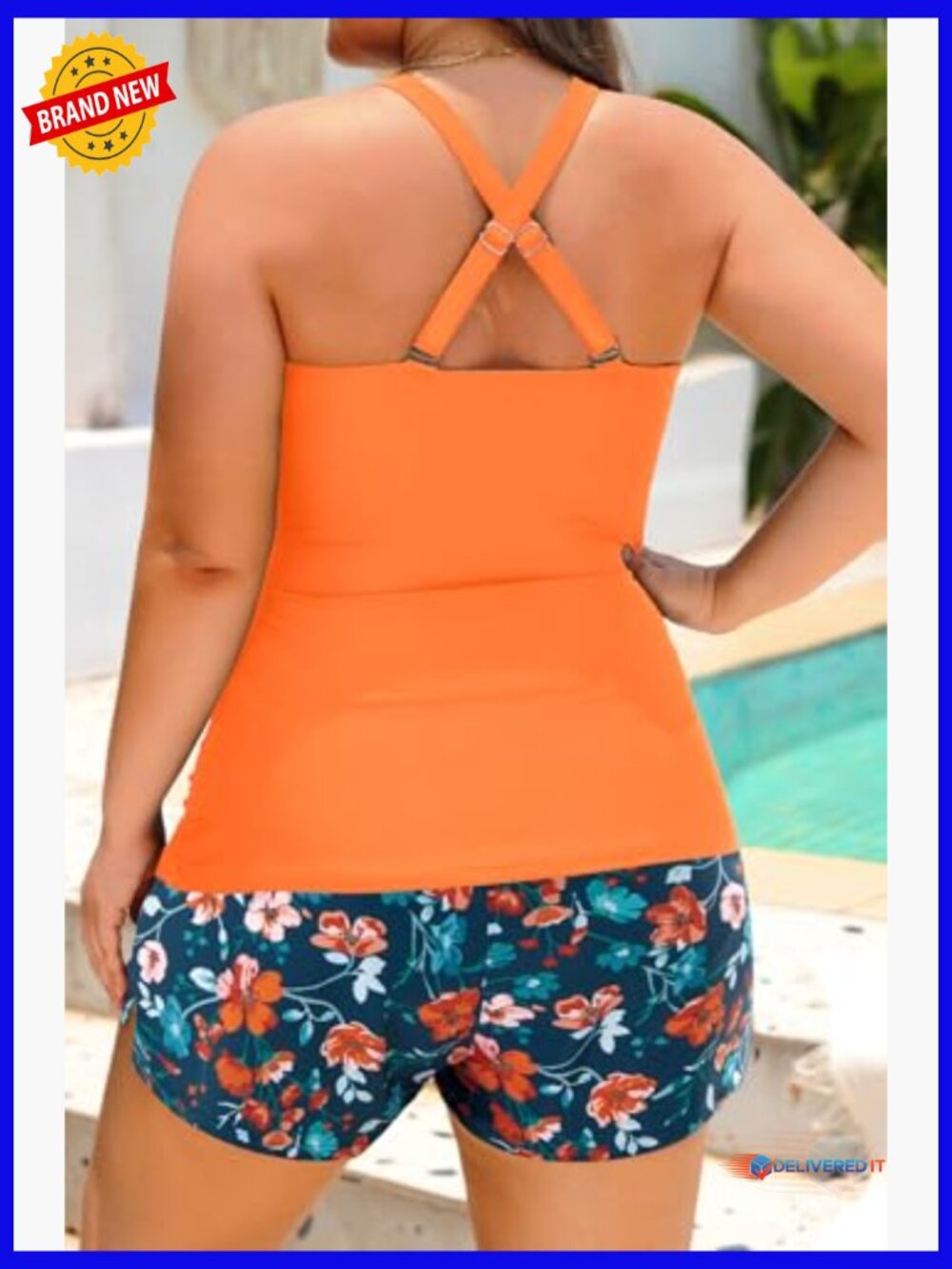 Plus Size Tankini Set with Tummy Control & Pocket Shorts - Picture 2 of 7
